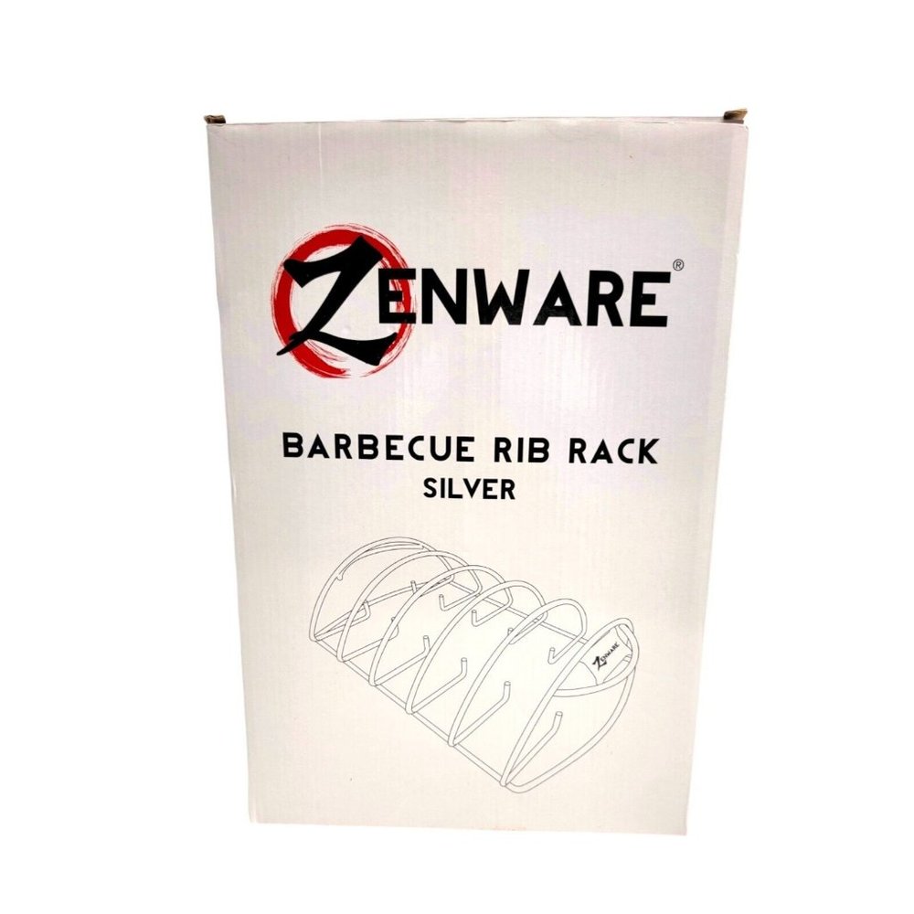 BBQ Rib Rack For Grill Or Smoker Silver NEW In Box Barbecue Ribs